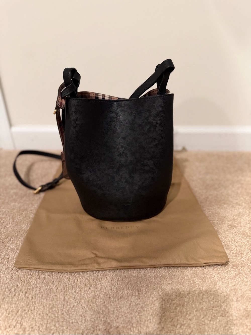 Burberry Black Leather Bucket Bag